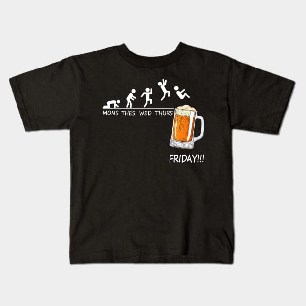 Mons Tues Wed Thurs Friday Funny Beer Drinking Lover Kids T-Shirt by ROMANSAVINRST